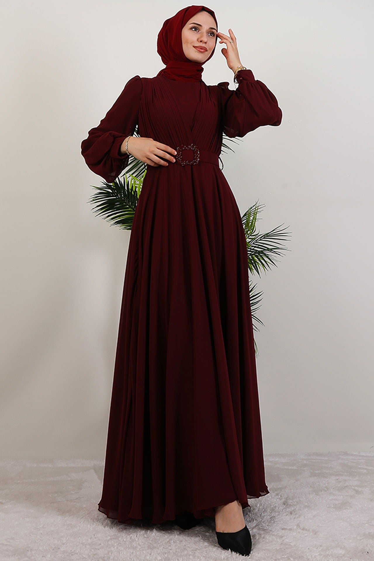 Şifon Abiye bordo