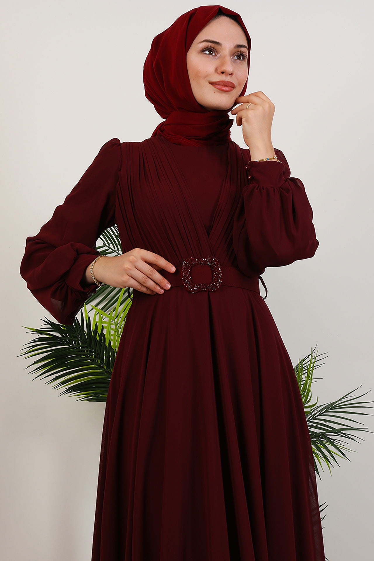 Şifon Abiye bordo