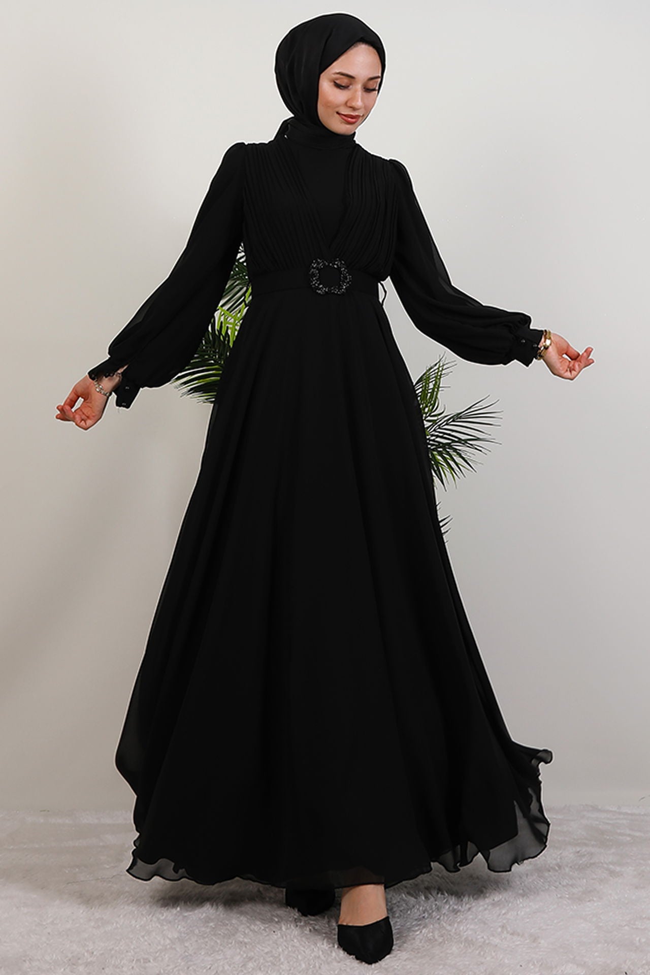 Şifon Abiye siyah