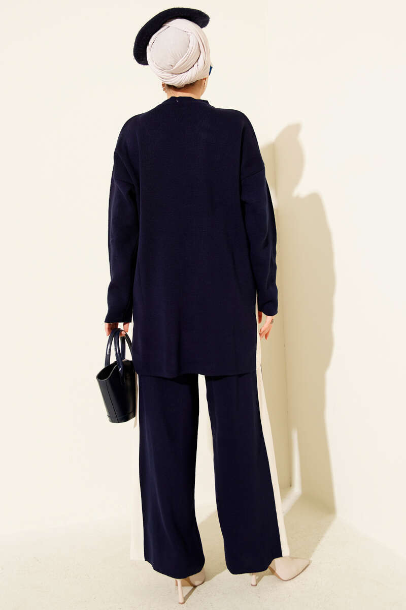 Şerit Detaylı Triko İkili Takım Lacivert