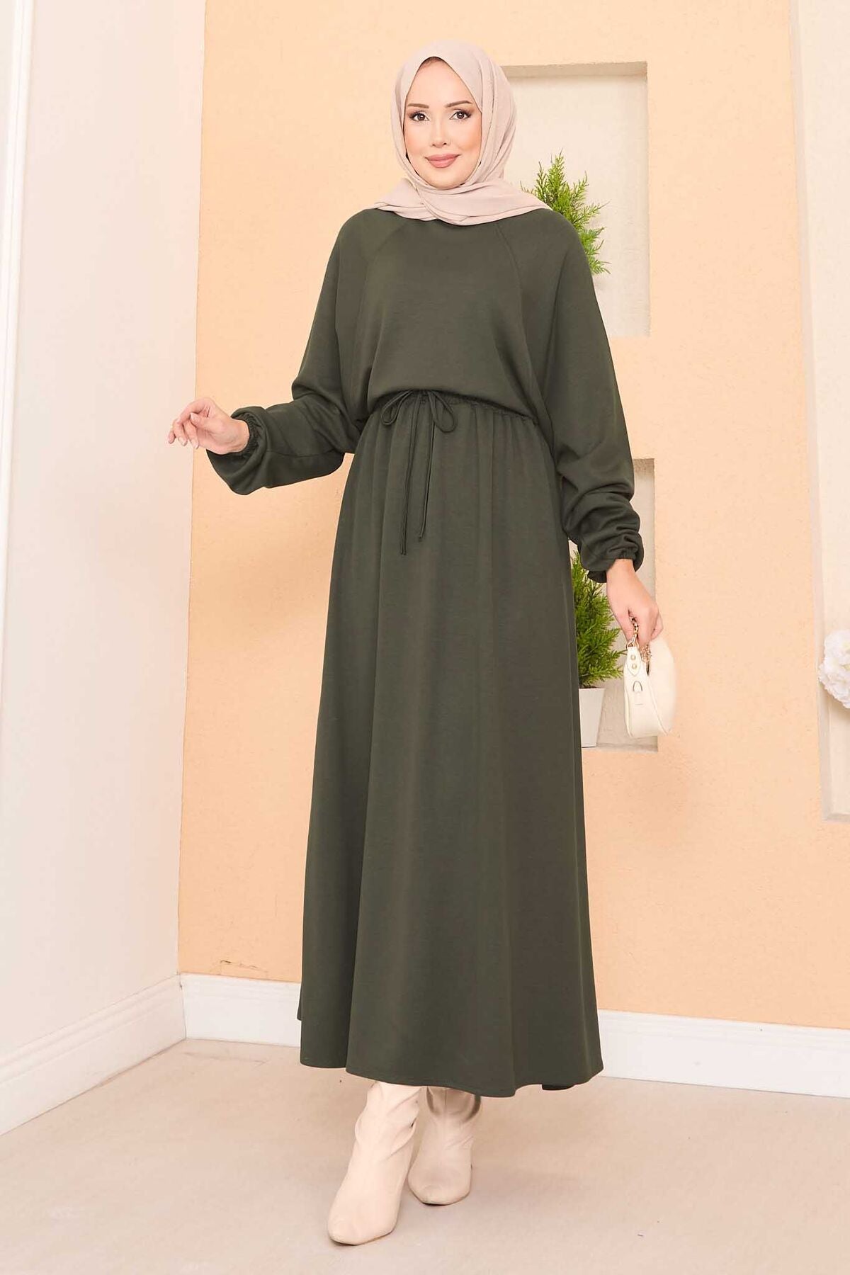 Yarasa Kol Crop Etek Takım Haki