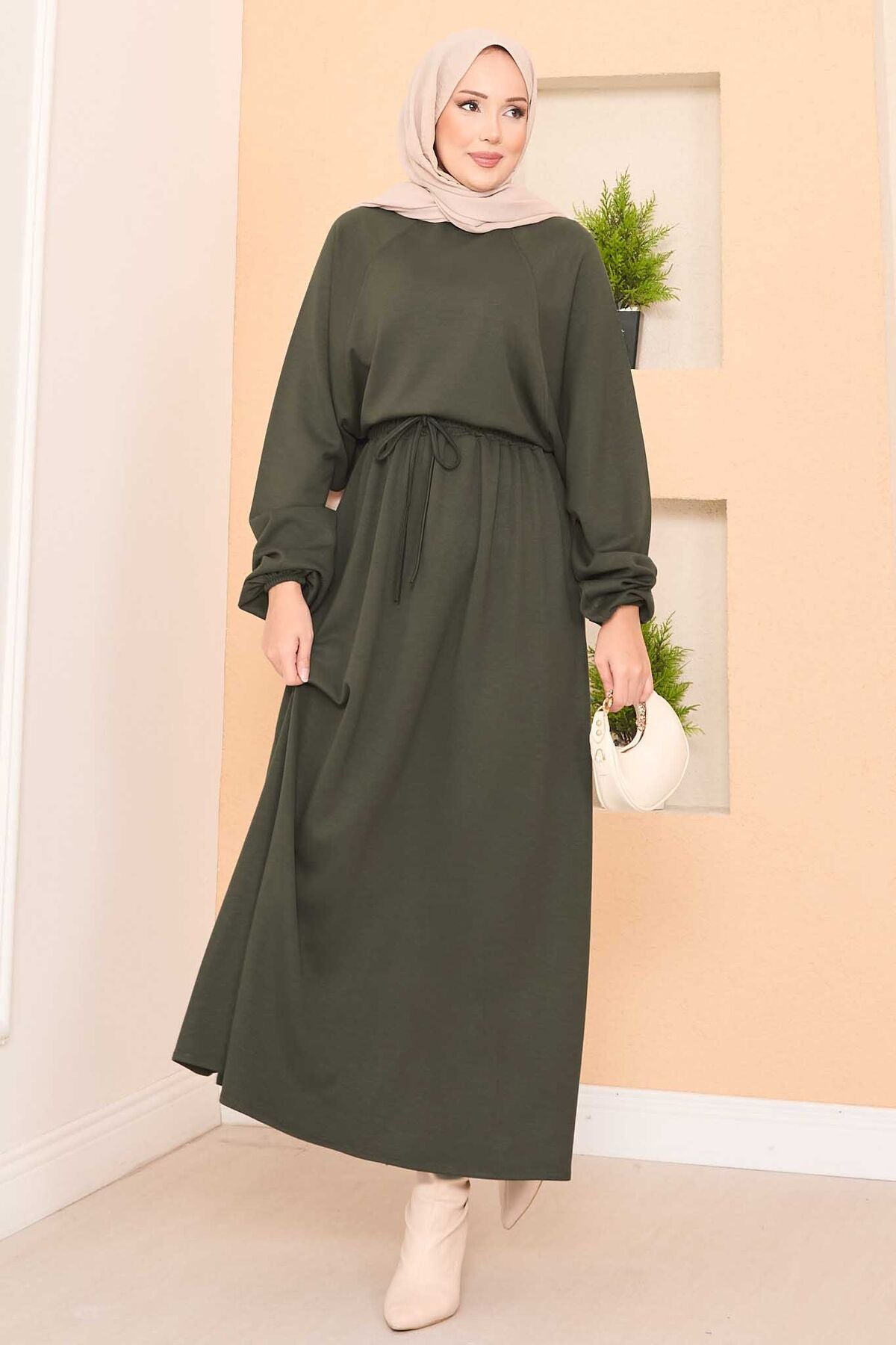 Yarasa Kol Crop Etek Takım Haki