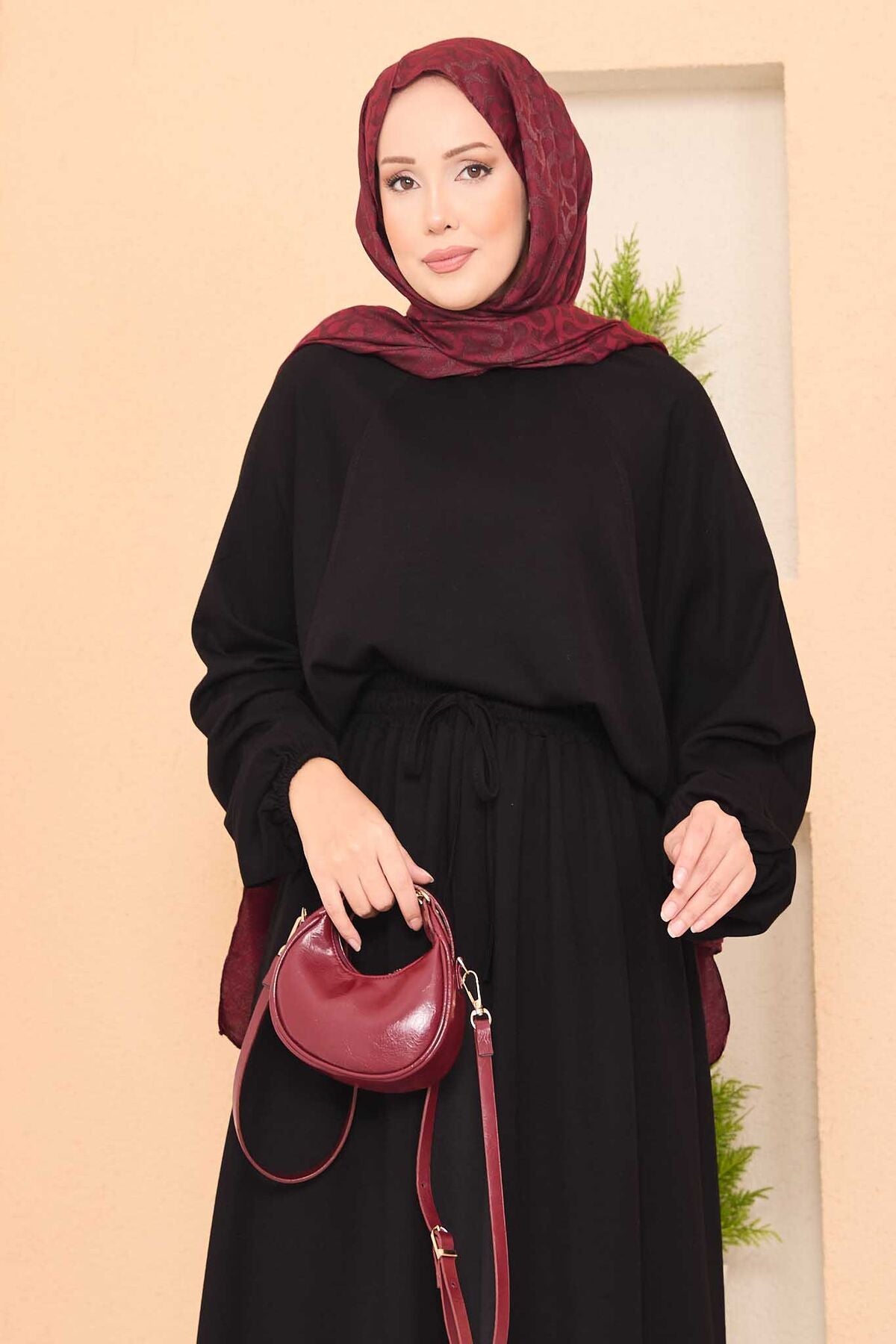 Yarasa Kol Crop Etek Takım siyah