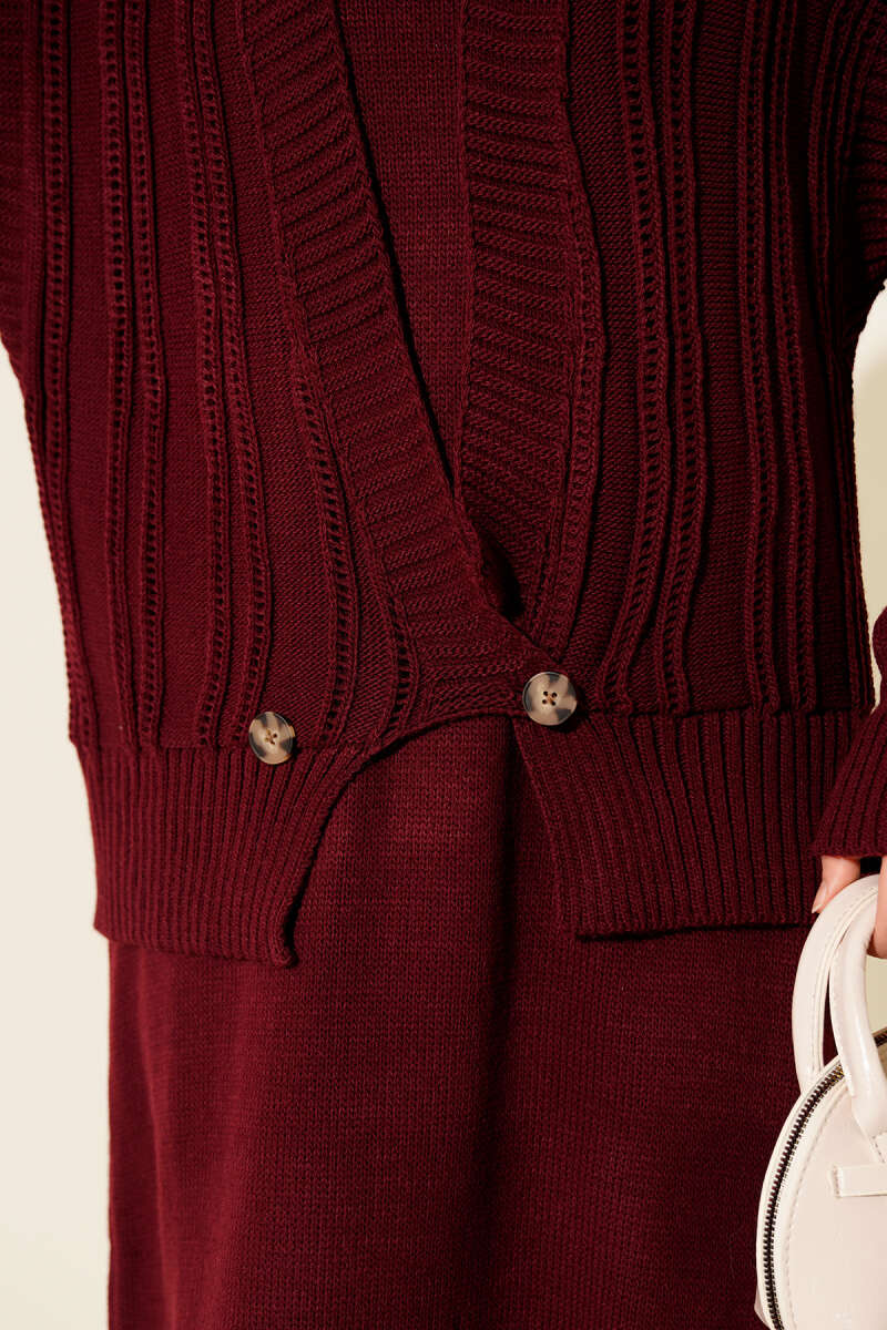 Two-Piece Set with Vest and Dress Knitwear Burgundy