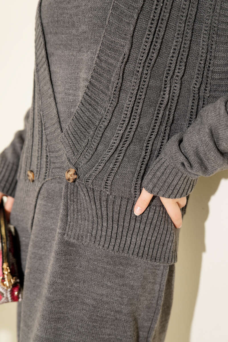 Two-Piece Set with Vest and Dress Knitwear Gray