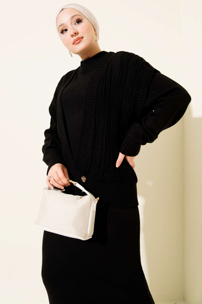 Two-Piece Set with Vest and Dress Knitwear black