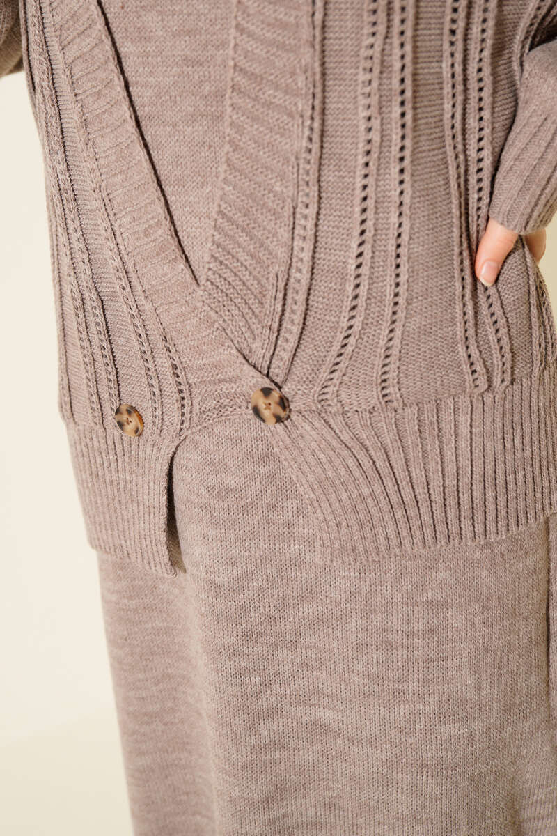 Two-Piece Knit Set with Vest and Dress, mink