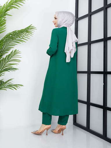 Ensemble Hijab 2 Pièces - Vert - Thumbnail