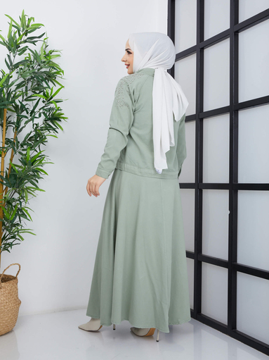 Ensemble Hijab 3 Pièces - Vert - Thumbnail