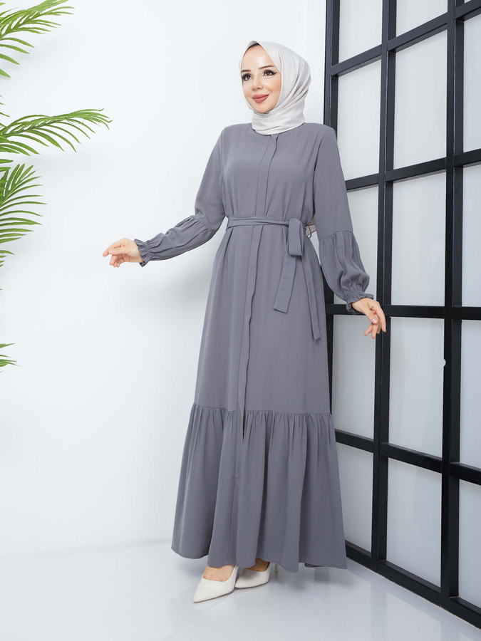 Jupe Plissée Hijab Abaya - Gris