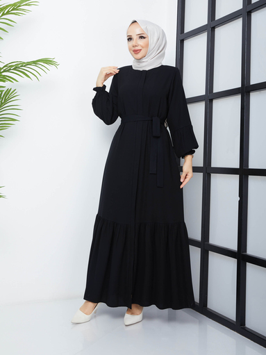 Jupe Plissée Hijab Abaya - Noir - Thumbnail
