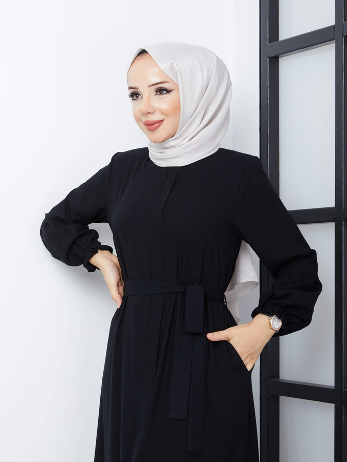 Jupe Plissée Hijab Abaya - Noir