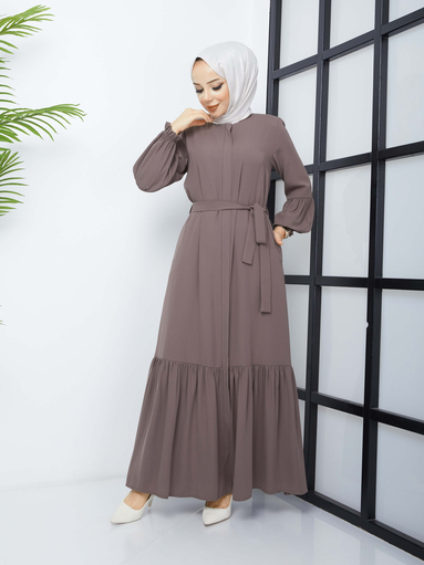 Jupe Plissée Hijab Abaya - Vison - Thumbnail