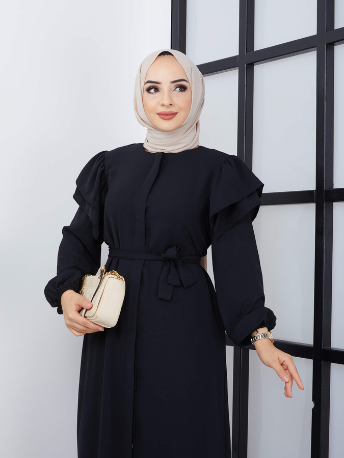 Robe Abaya Volant Noir