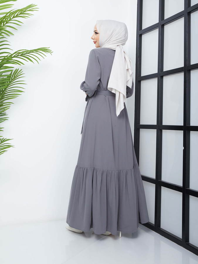Rock plissiert Hijab Abaya - Grau