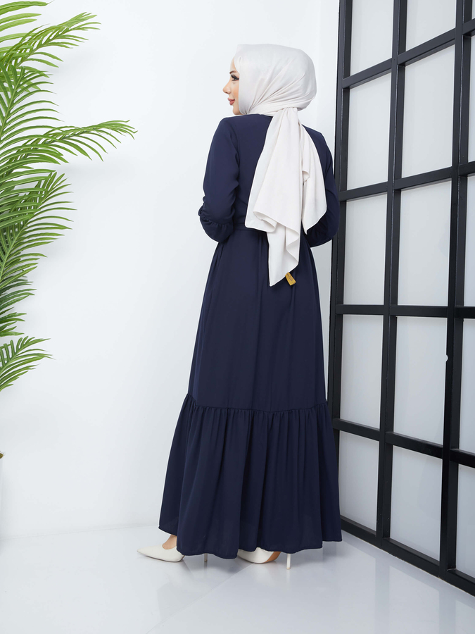 Rock plissiert Hijab Abaya - Navy blau